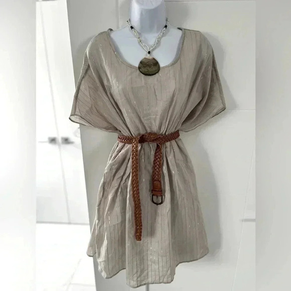 NWT Chinese brand/ Boho/ Beach Tunic/ Cotton &  Tencel/ Gold accents/ Size US L - Picture 3 of 16